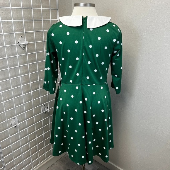 Unique Vintage Green Polka Dot Dress - New - Size 18 - Picture 3 of 4